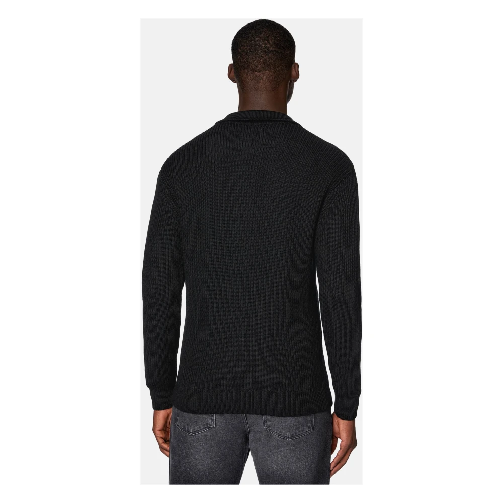 Boggi Milano Shirt Collar Cardigan Blue Heren