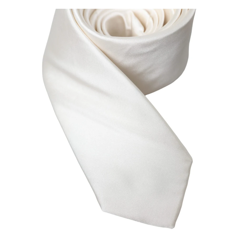 Dolce & Gabbana Verstelbare Zijden Stropdas Wit Logodetails White Heren