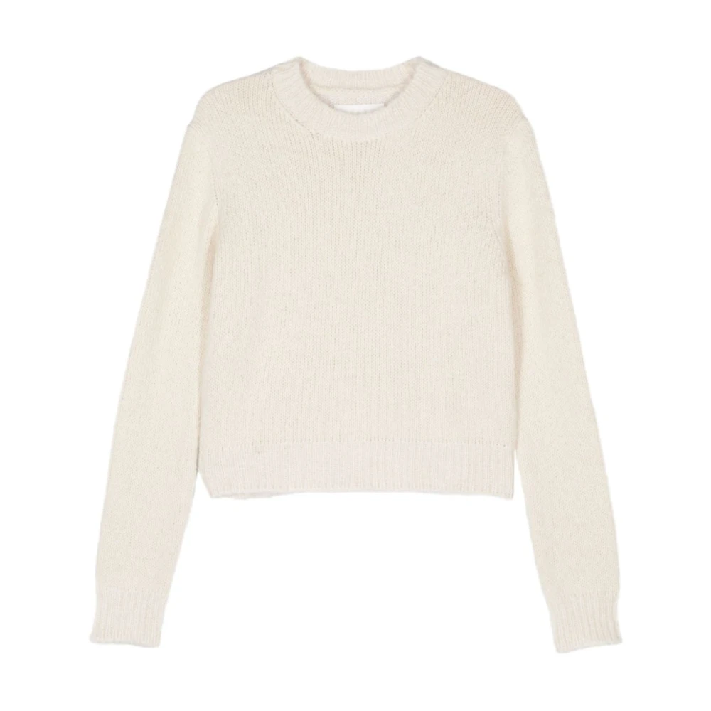 Jil Sander Witte Alpaca Gebreide Trui Beige Dames