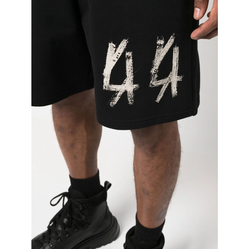 44 Label Group Zwarte Beschadigde Jersey Shorts Black Heren