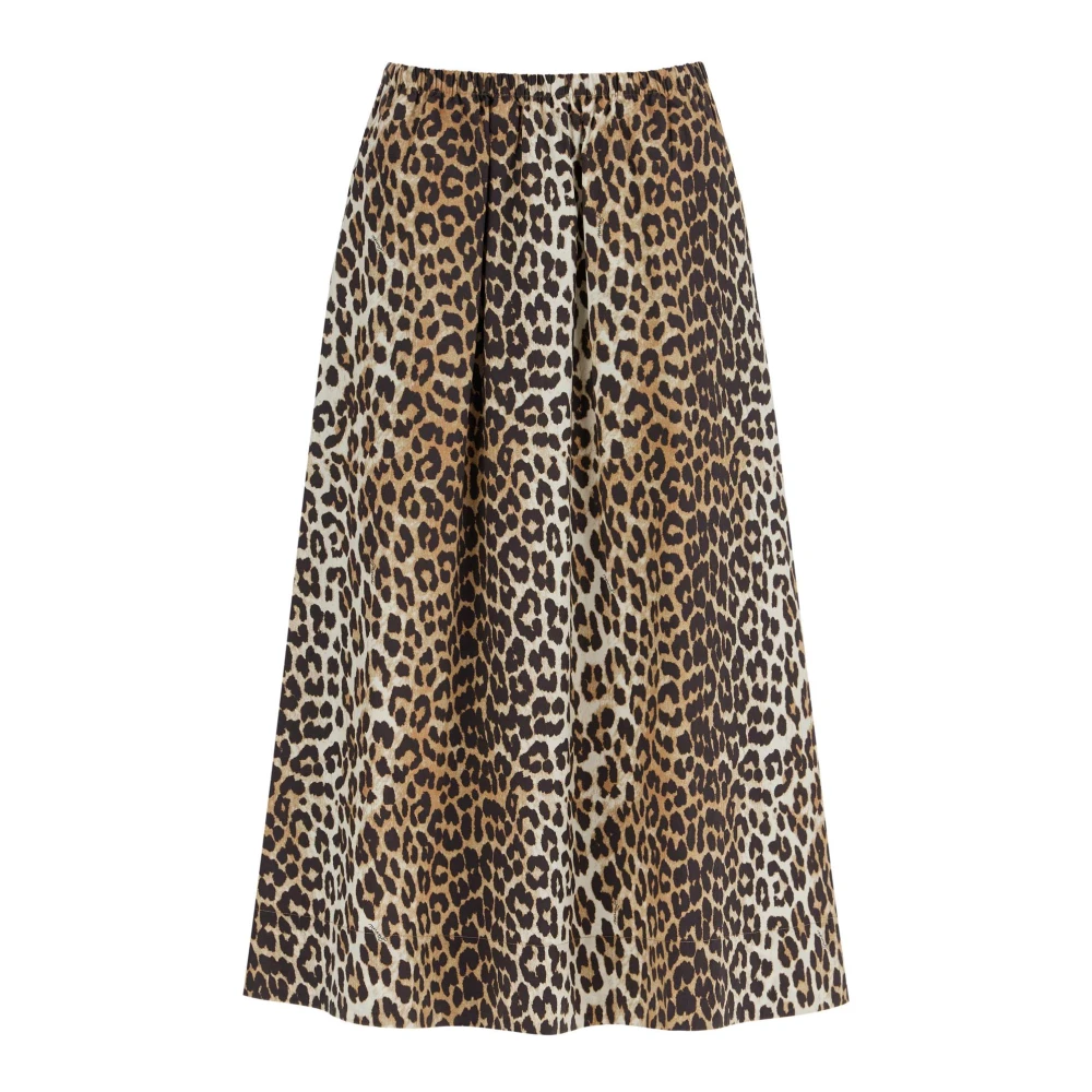 Ganni Leopard Print Maxi Skirt Brown Dames