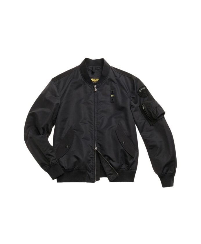bomber-noir-avec-bordures-cotelees