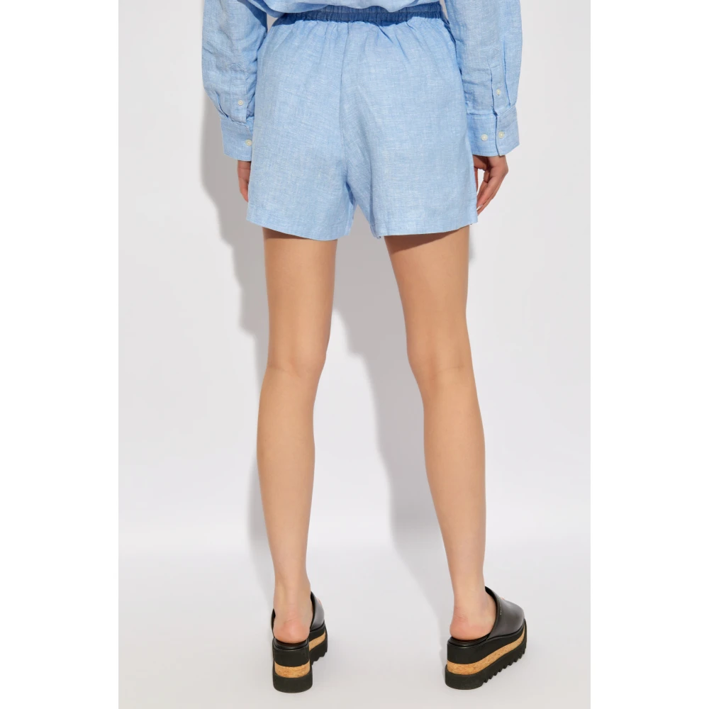 Samsøe Linnen shorts `Maren` Blue Dames