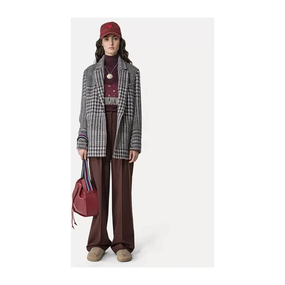 Forte Geruite Wol Alpaca Jas Gray Dames