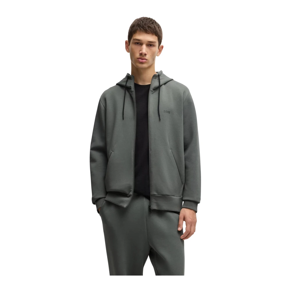 Hugo Boss Groene Rits Hoodie Stijlvolle Casual Kleding Green Heren