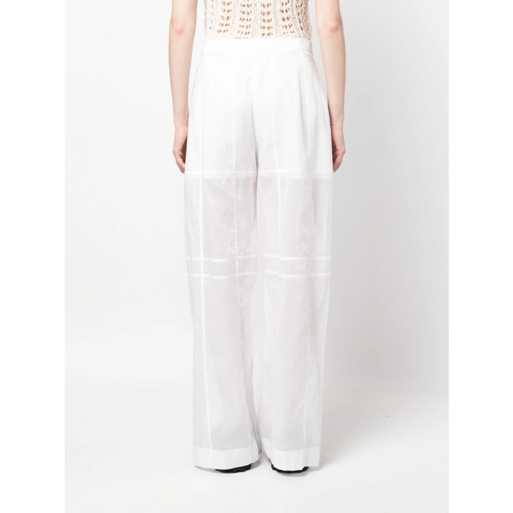 Jil Sander Wijde Pijp Witte Katoenen Broek White Dames