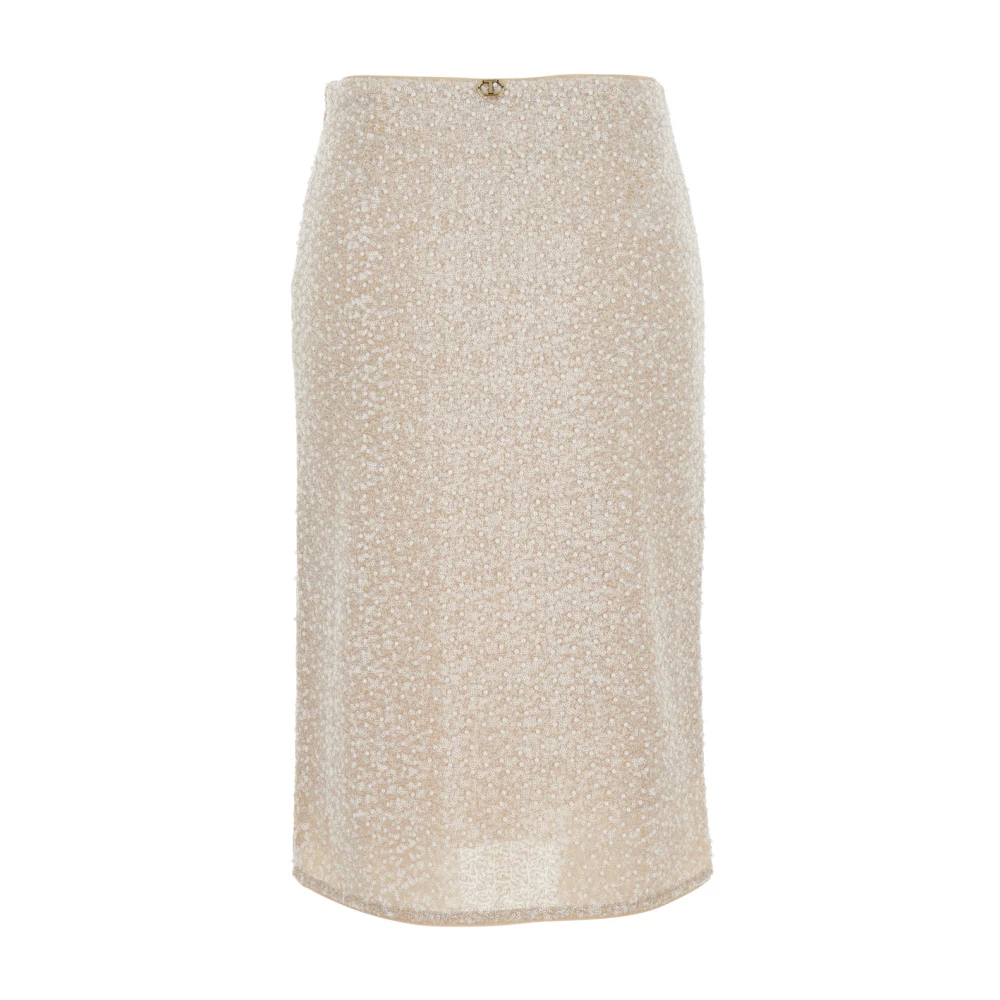 Twinset Paillet Beige Rok Tech Stof Vrouw Beige Dames