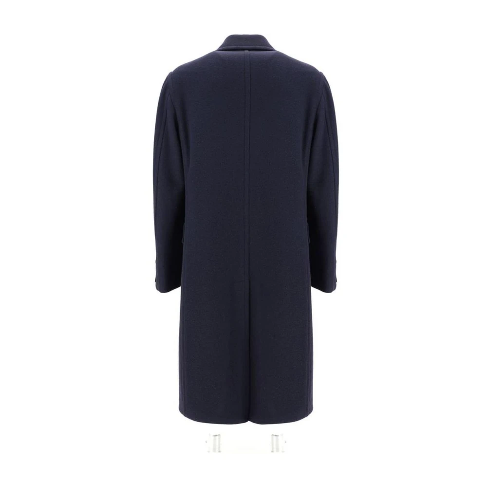Tagliatore Wollen jas met revers en knoopsluiting en gestructureerde schouders Blue Heren