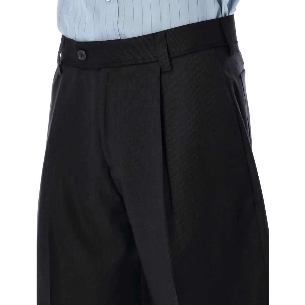 mfpen Klassieke wollen shorts fijne zwarte streep Black Heren
