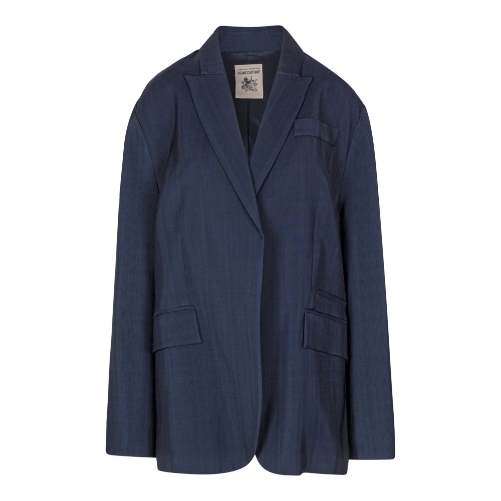 Semicouture Gestructureerde Blazer Luigia Blue Dames