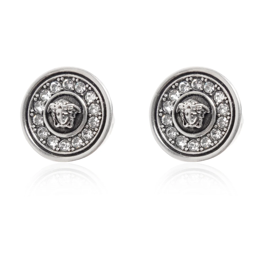Versace Vrouw Grijs Accessoires Dames, One Size, Medusa Crystal Earrings