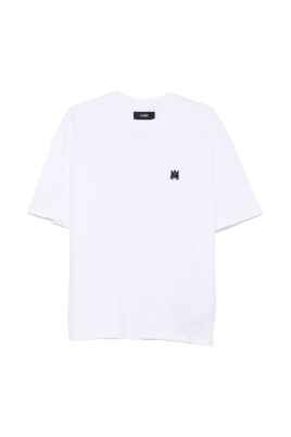 t-shirt-blanc-col-rond-logo-brode-coton