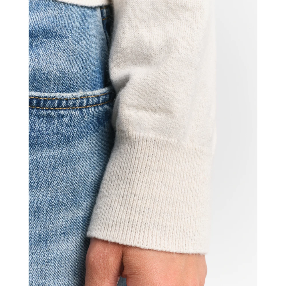 Gant Contrast V-Neck Pullover Beige Dames