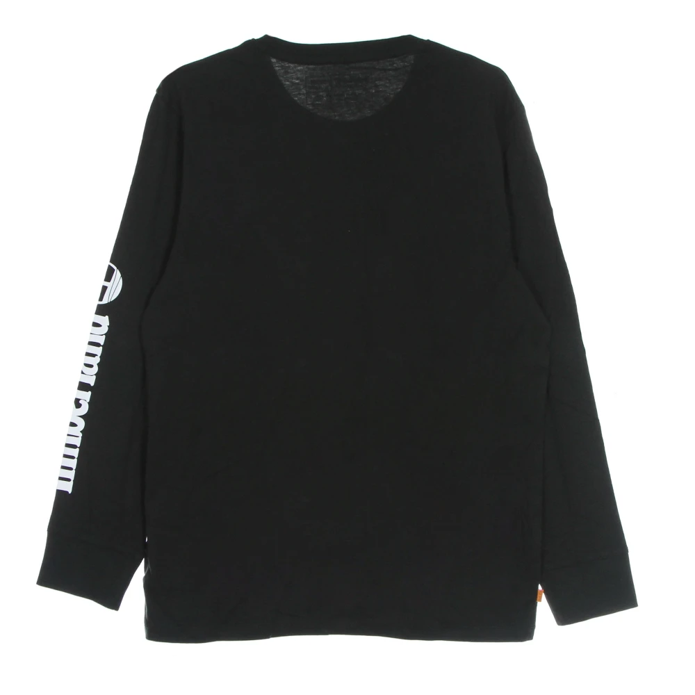 Timberland Lange Mouw Logo Tee Zwart Wit Black Heren