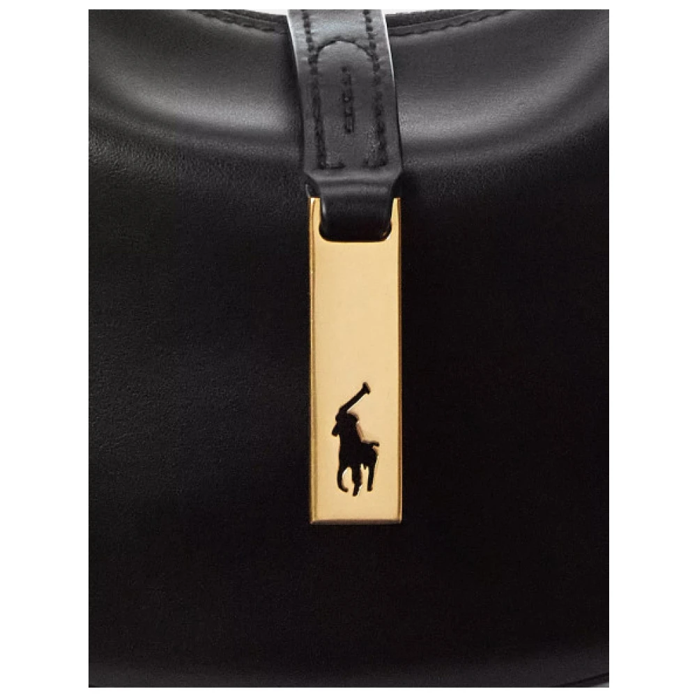 Polo Ralph Lauren Italiaanse Leren Mini Crossbody Tas met Ritssluiting Black Dames