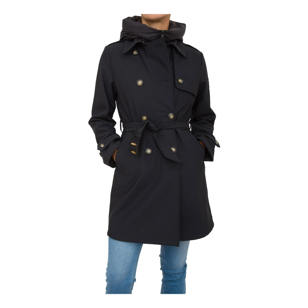 Dekker Stijlvolle Zwarte Parka Trenchjas Black Dames