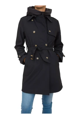 Stilig Svart Parka Trenchrock