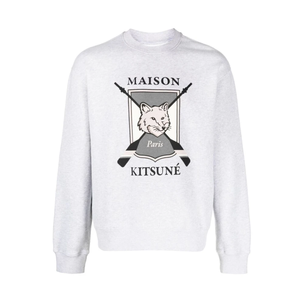 Maison Kitsuné Logo-print Katoenen Sweatshirt Gray Heren