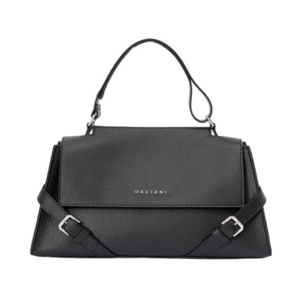 Orciani Kvinno Svart Väskor Dam, One Size, Läder, Hammered Leather Shoulder Bag