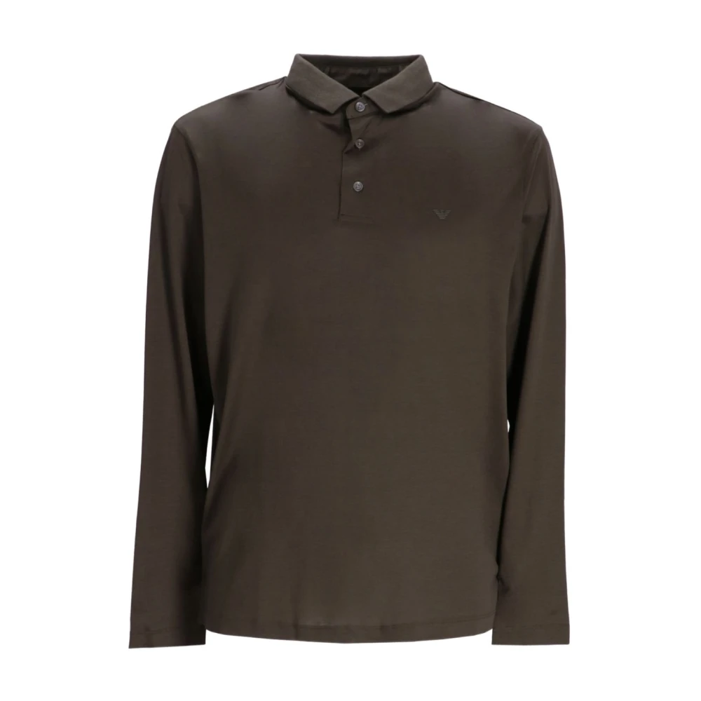 Emporio Armani Men's Brown Long Sleeve T-Shirts, 2XL, Long Sleeve Polo Shirt