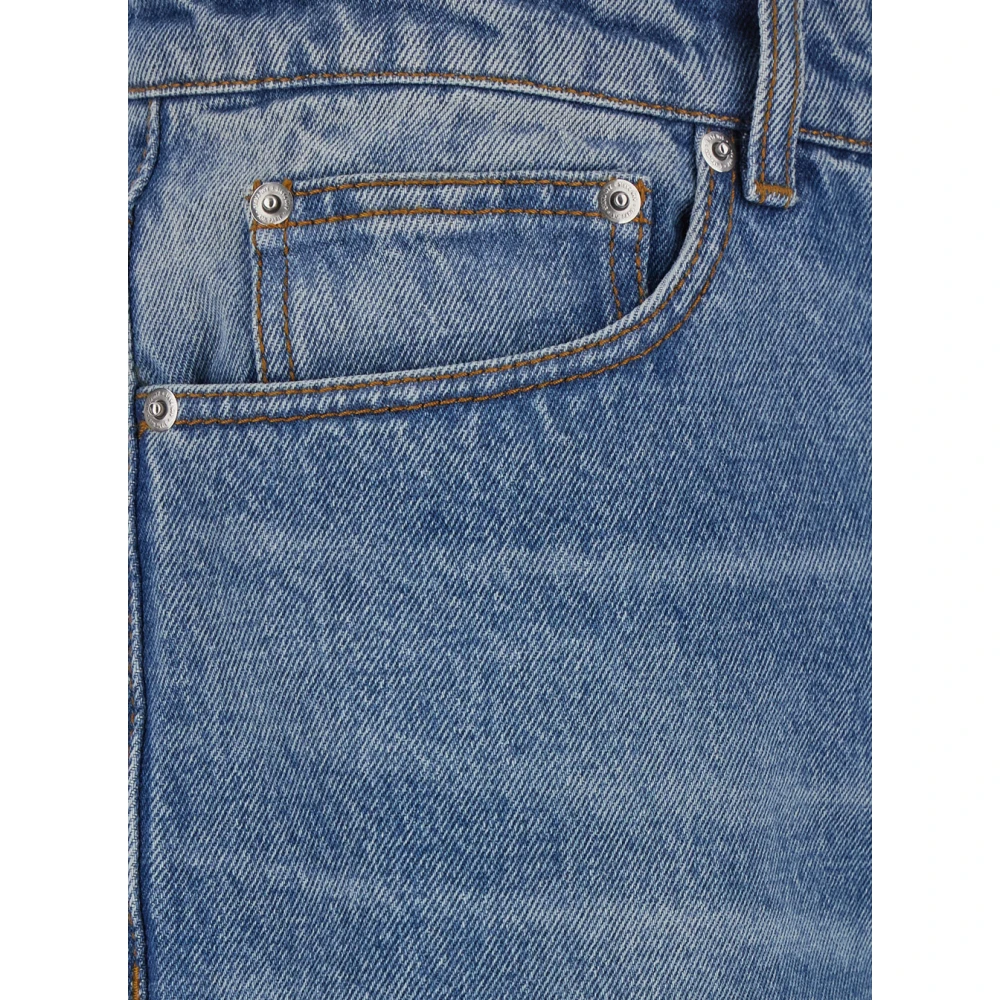 Ami Paris Blauwe Tapered Leg Denim Jeans met Logo Patch Blue Heren