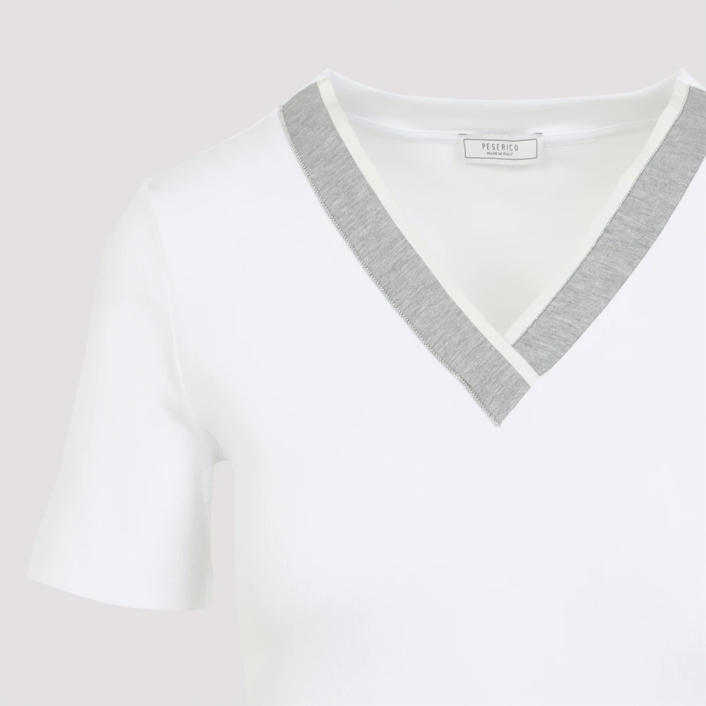 PESERICO Wit T-shirt met zijdeblend White Dames