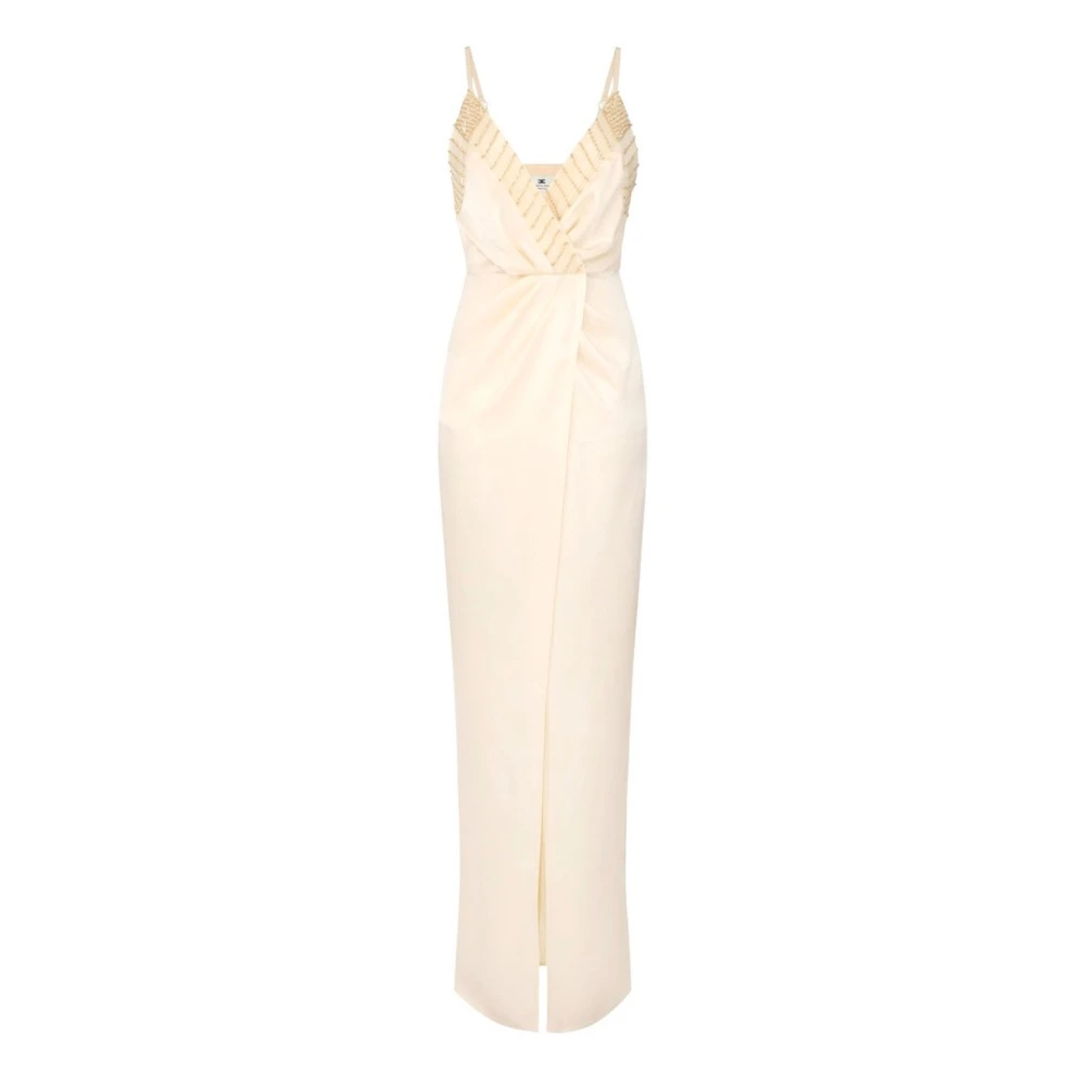 Elisabetta Franchi Yellow Gowns, Female, M, Slim-Fit Satin Evening Dress