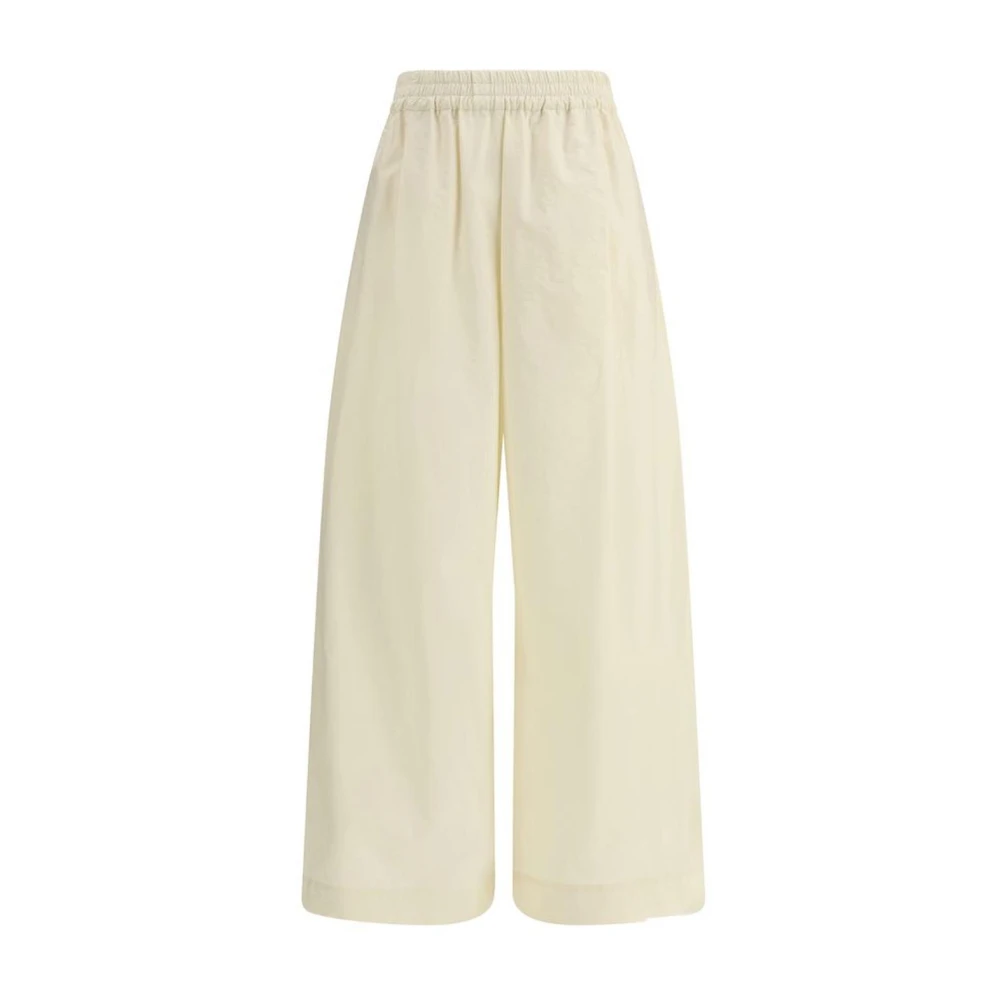 Fabiana Filippi Moderne Wijde Broek met Elastische Tailleband Beige Dames