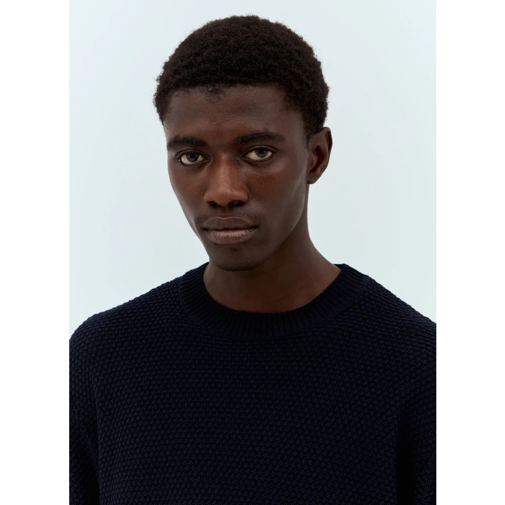 A.p.c. Wafelgebreide Crewneck Sweater Blue Heren
