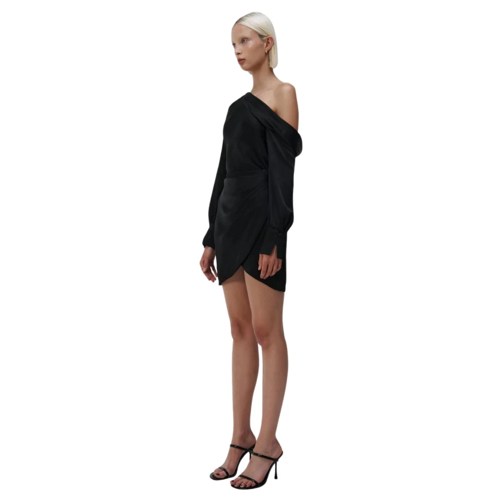 Simkhai Zwarte One Shoulder Mini Jurk Black Dames