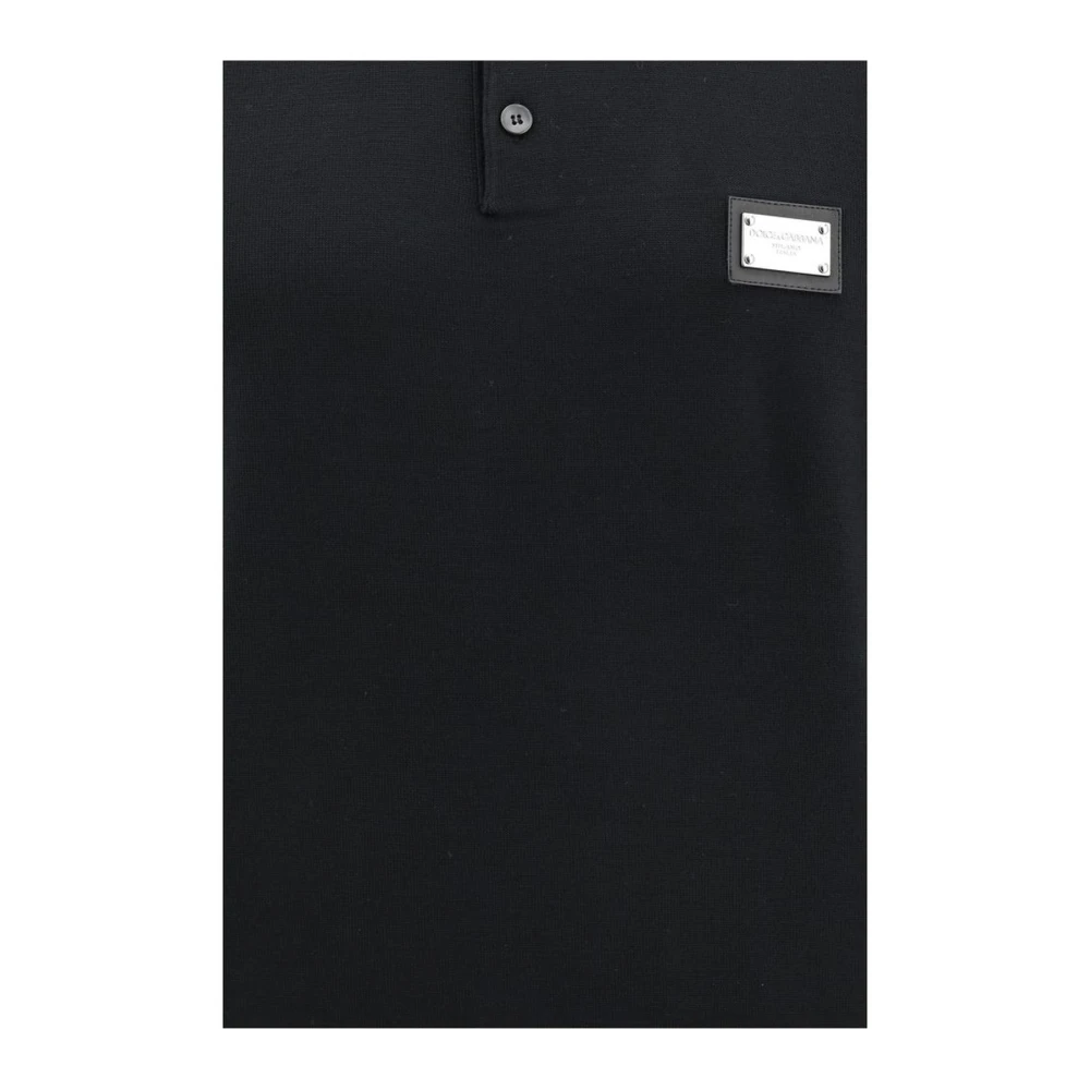 Dolce & Gabbana Monochrome Polo Shirt met Monogram Detail Black Heren