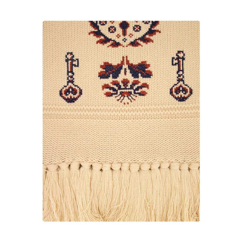 Etro Women's Beige Winter Scarves, One Size, Wool Cashmere Blend Fringed Scarf