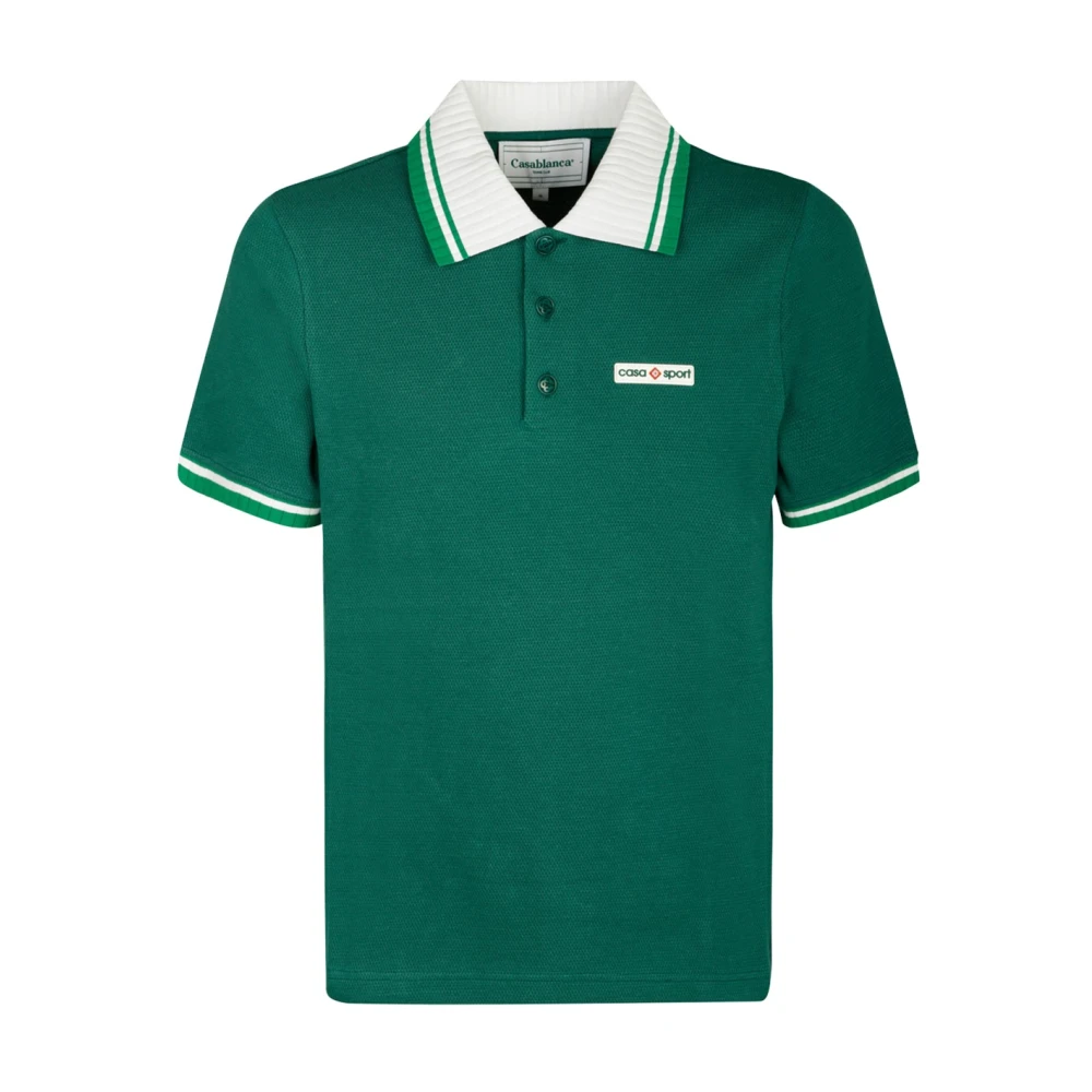 Casablanca Groen Piqué Polo Shirt Green Heren