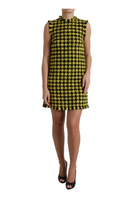 Chic Gul Houndstooth Stickad Minikjol