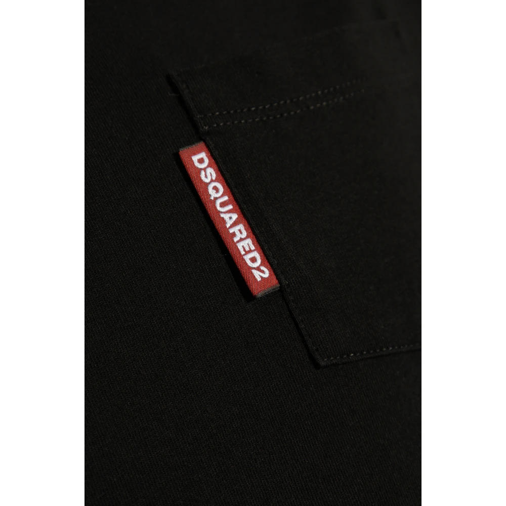 Dsquared2 T-shirt met zak Black Dames