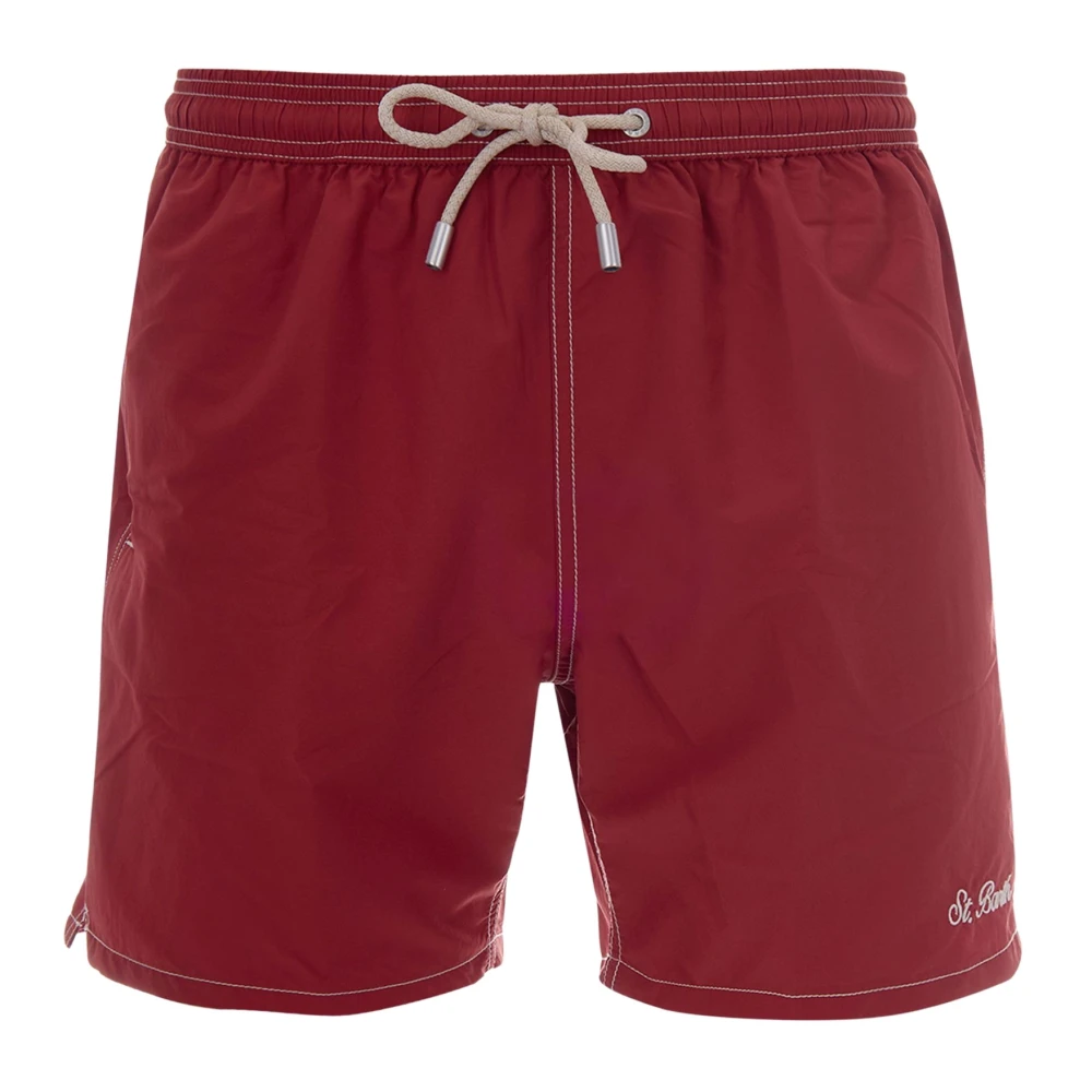 Mc2 Saint Barth Men's Red Beachwear, M, Patmos - Swim Short With Back Flap Pocket