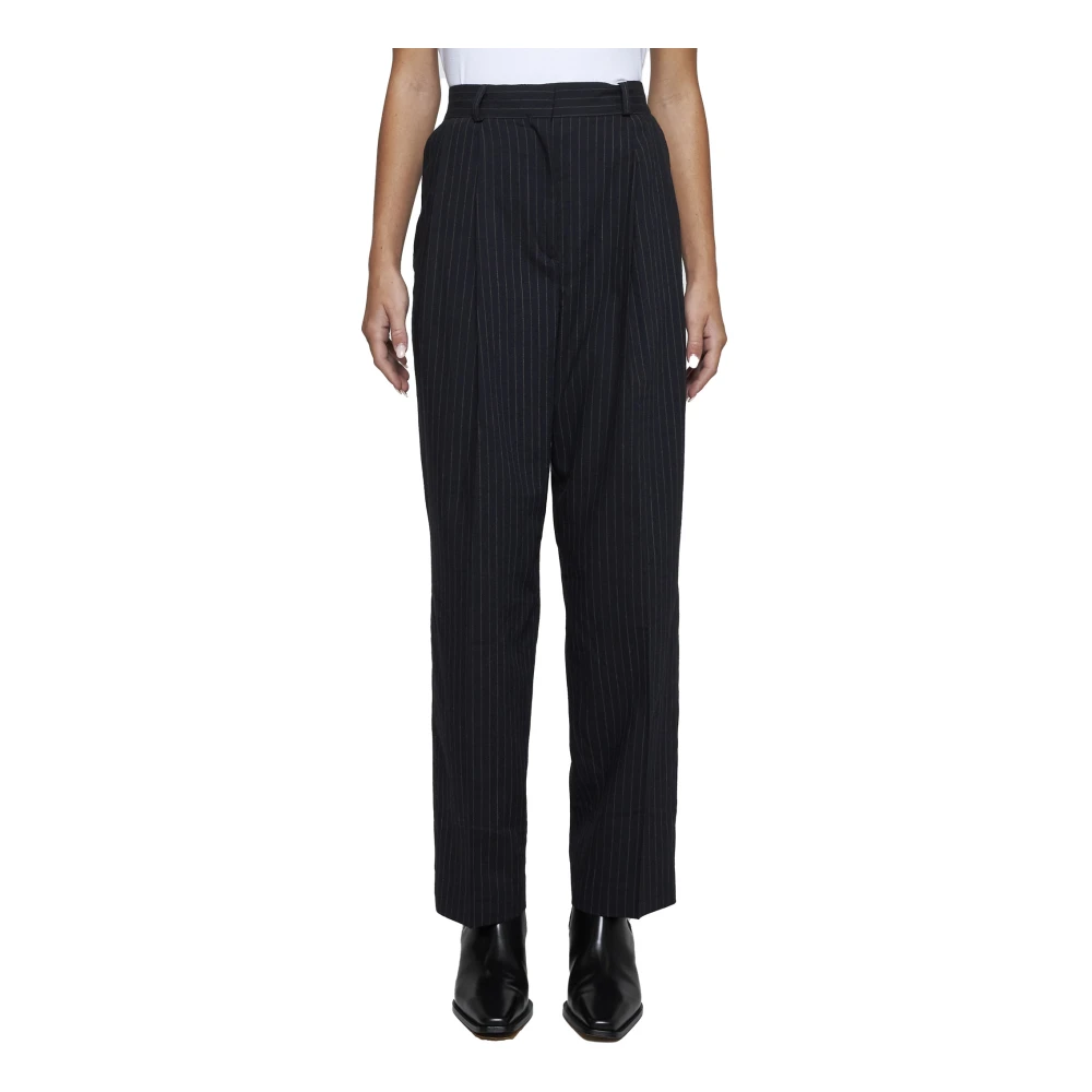 TotêMe Blauwe Gestreepte Wollen Broek Blue Dames