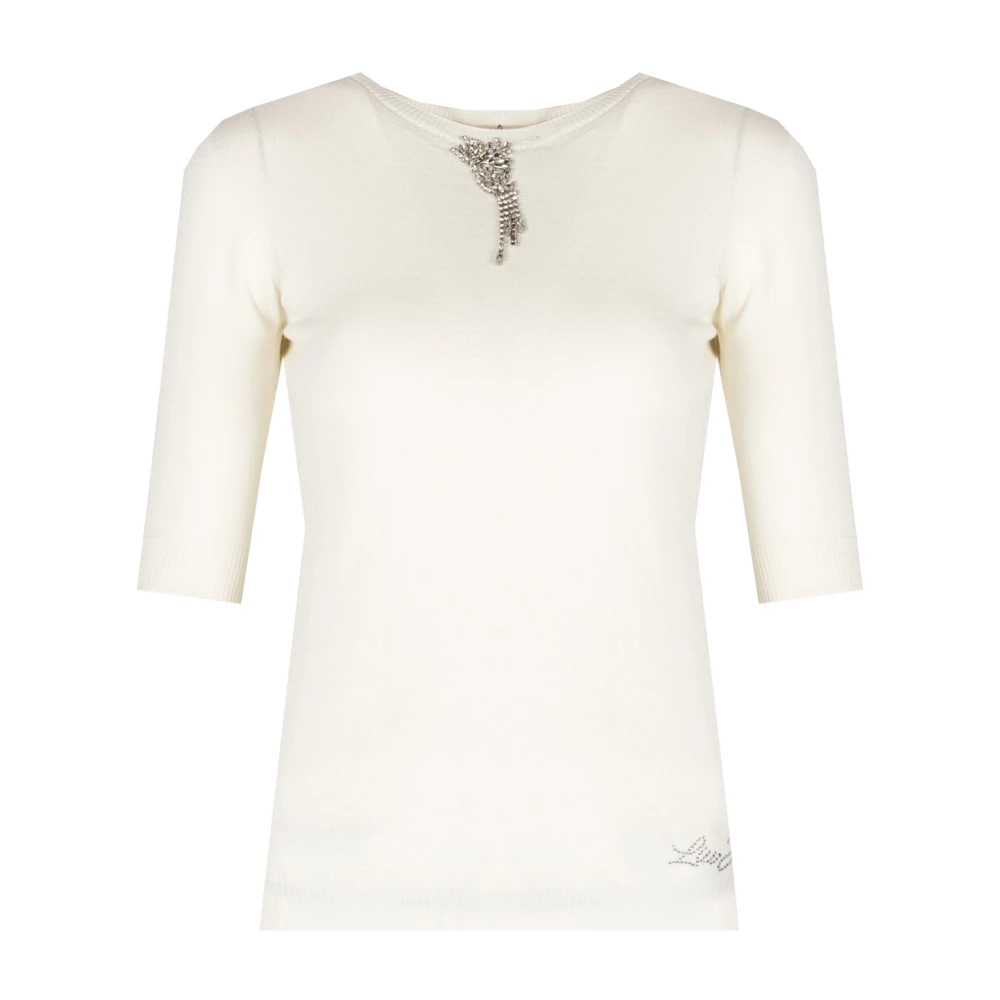 Liu Jo Stijlvolle Blouse met Steenversieringen Beige Dames