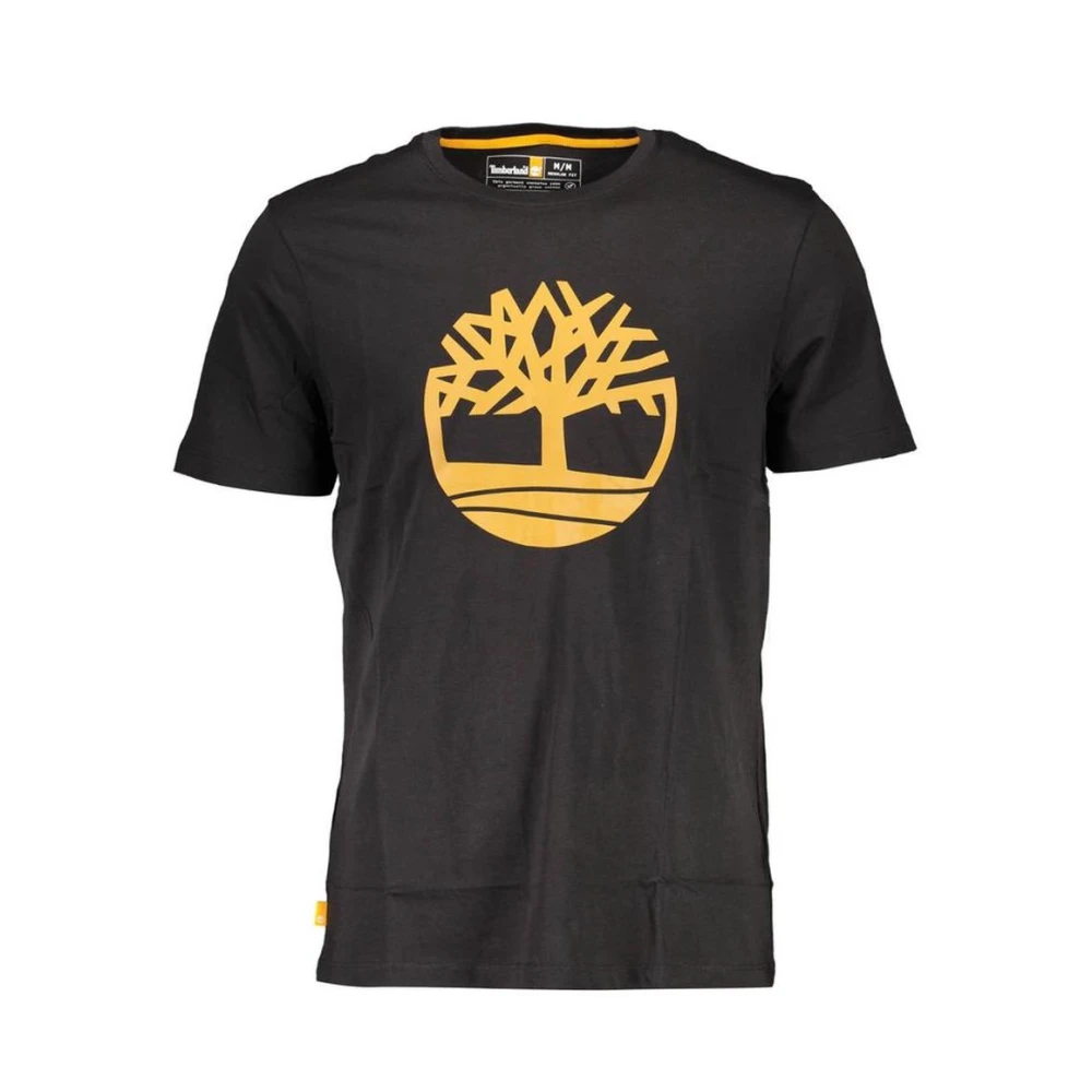 Timberland Men's Black Logo Print Cotton Crew Neck T-Shirt - T-Shirts - M - Tops