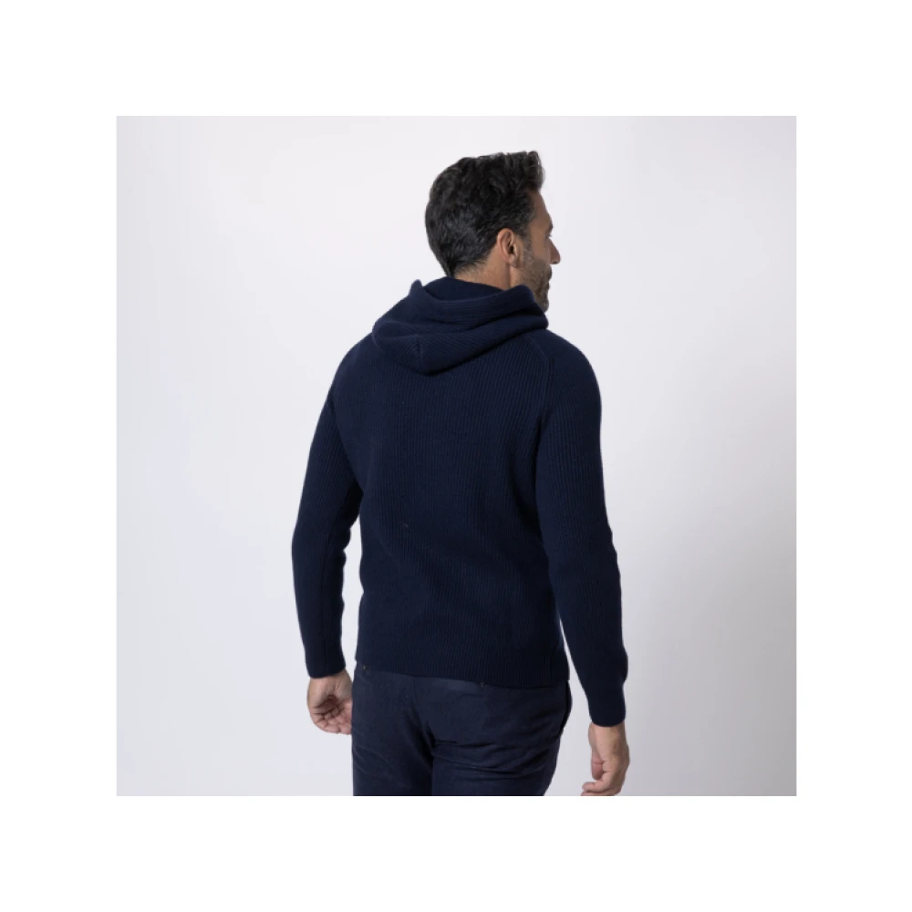 Gran Sasso Navy Cashmere Hoodie Blue Heren