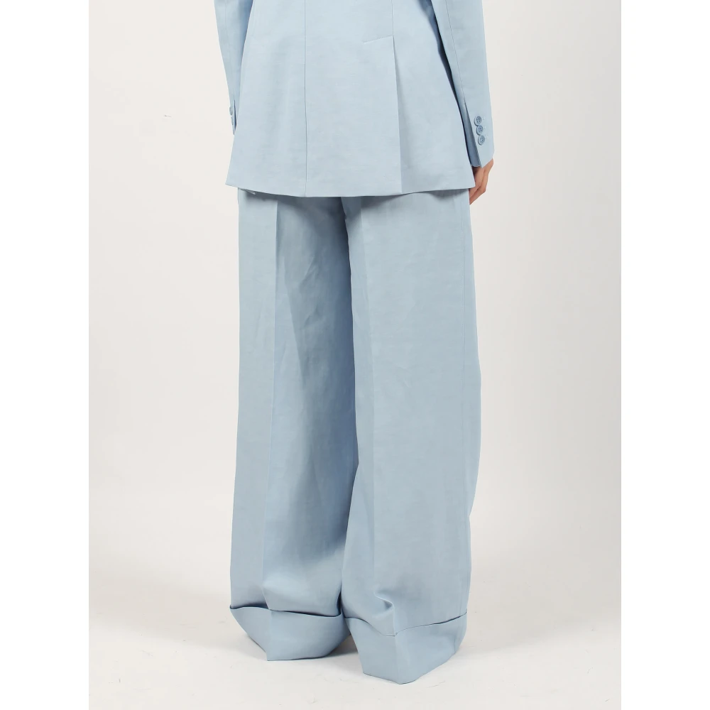 P.a.r.o.s.h. Linnen Blend Broek Regular Fit Italië Blue Dames