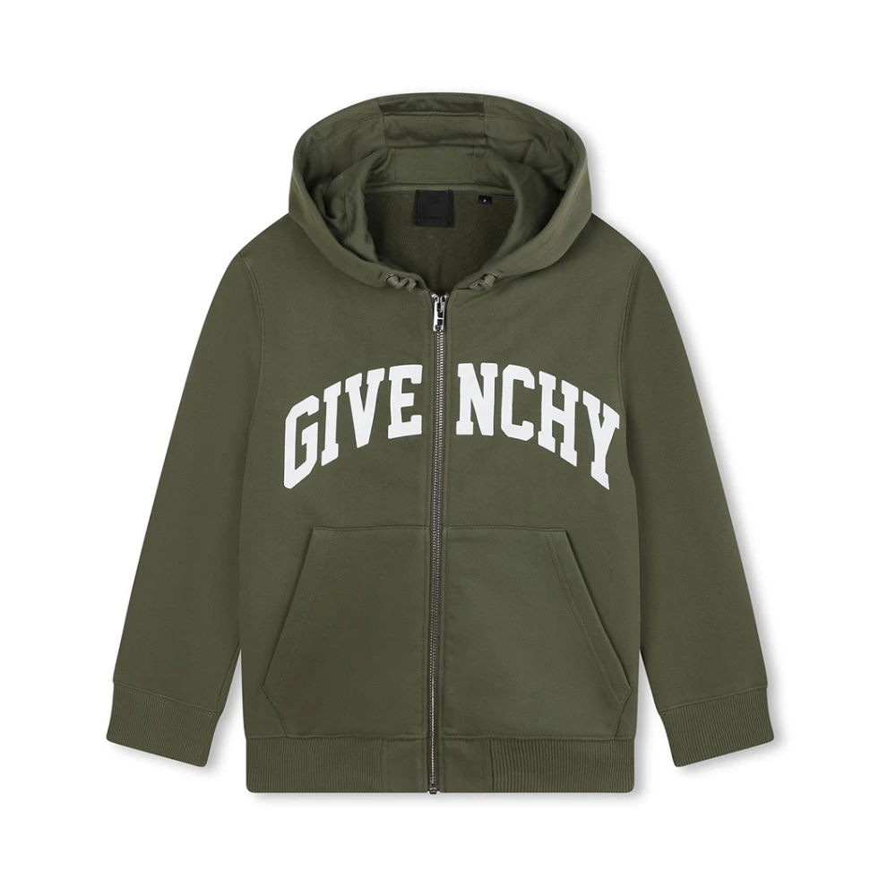 Givenchy Grön Zip-Up Hoodie med Bokstäver Green, Pojke