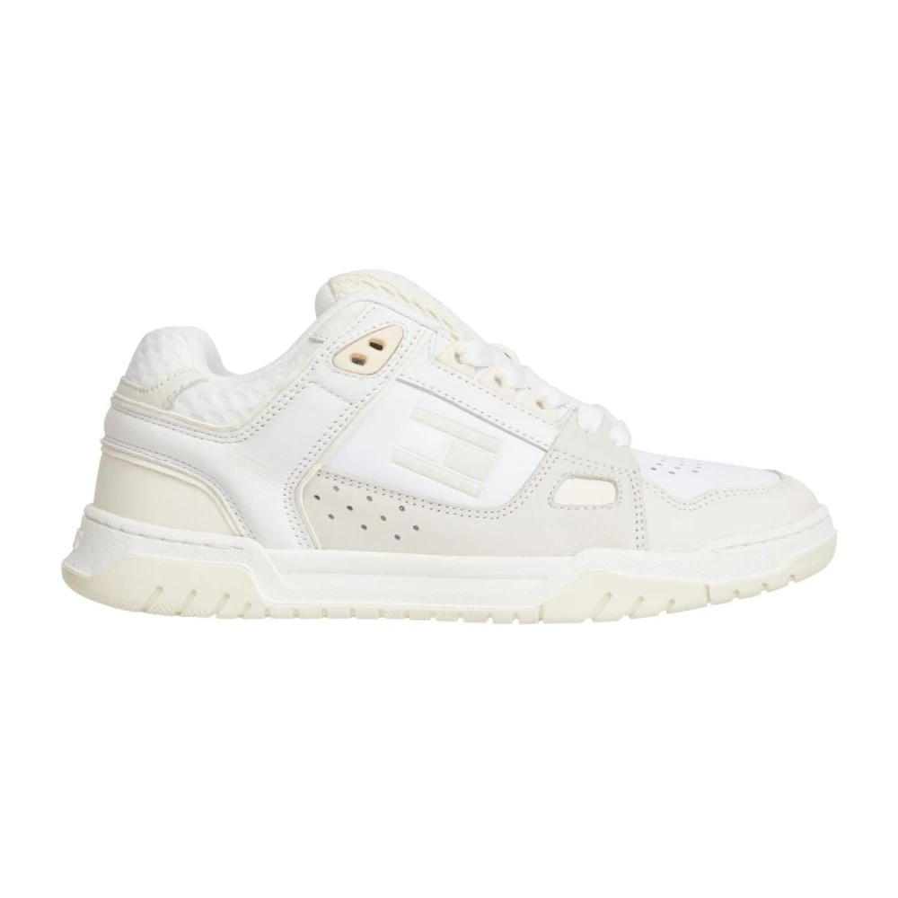 Tommy Jeans Men's Beige Sneakers, 9 Uk, Leather Trainers