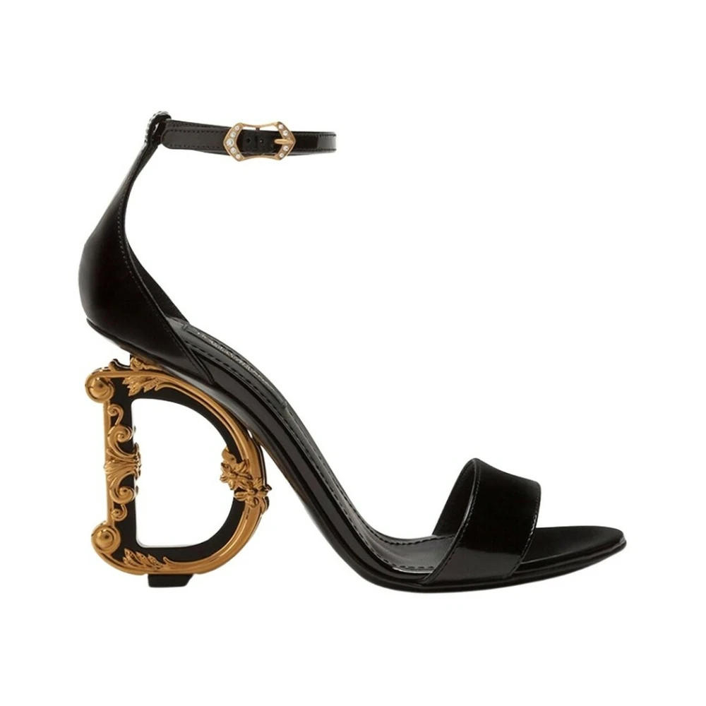 Dolce & Gabbana Women's Black Sandals With Baroque Dg Detail