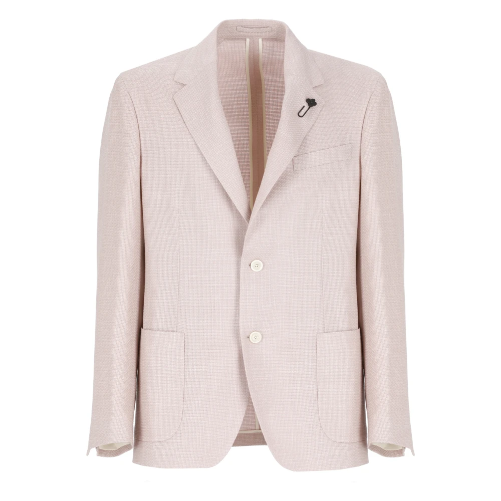 Lardini Roze wollen blend jas voor mannen Pink Heren