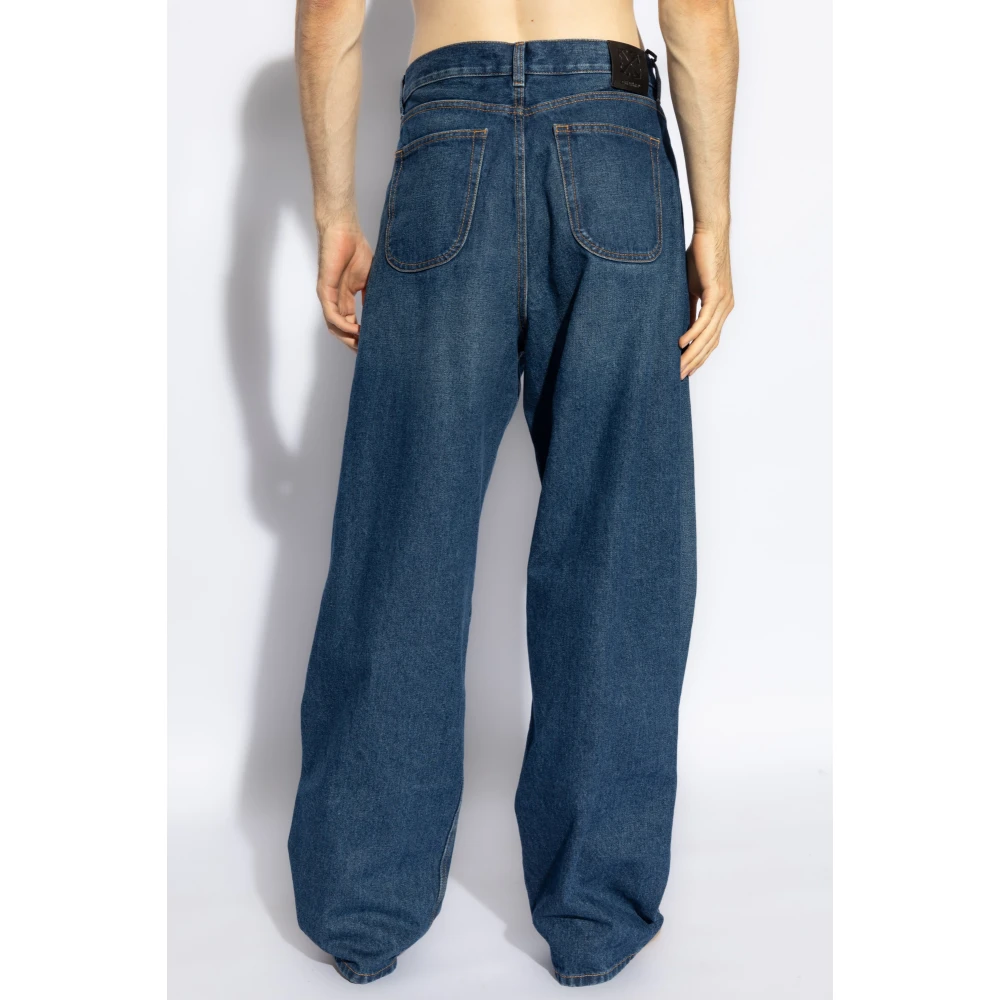 Off White Jeans met logo Blue Heren