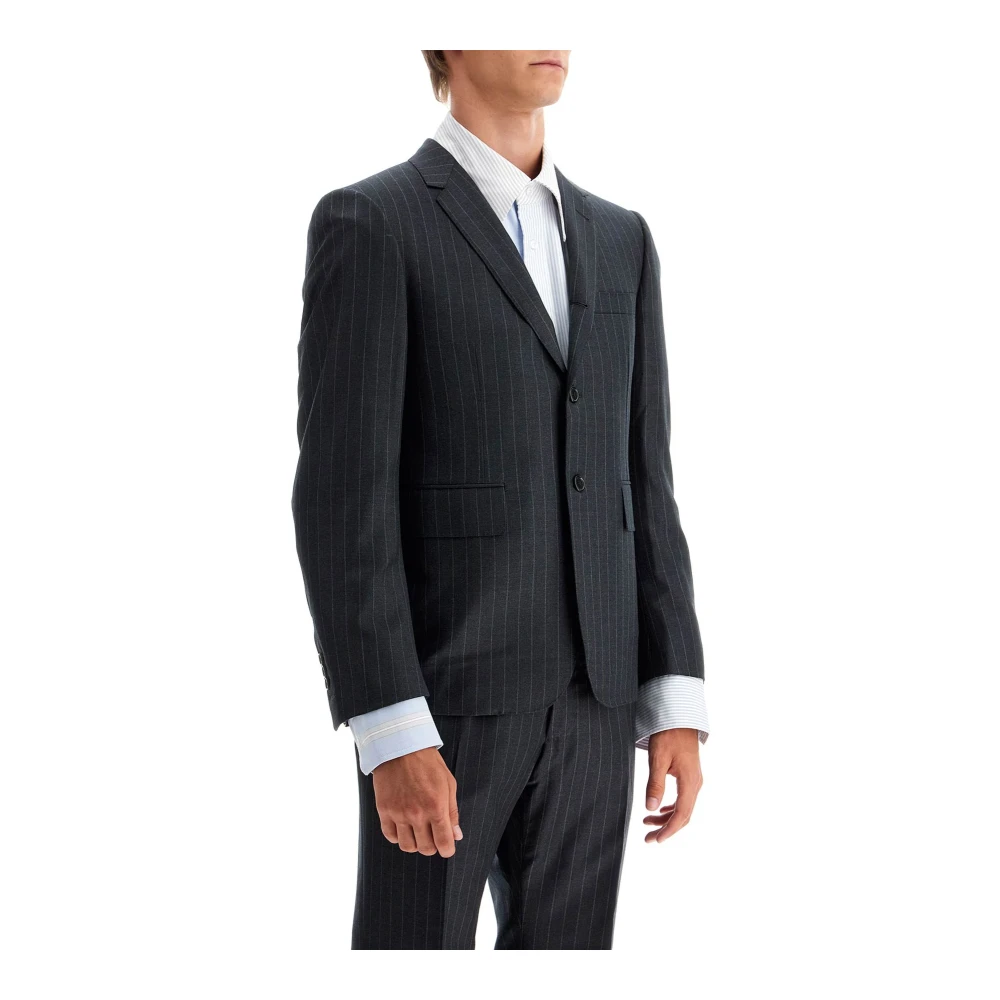 Thom Browne Pinstripe Wollen Single-Breasted Jas Gray Heren