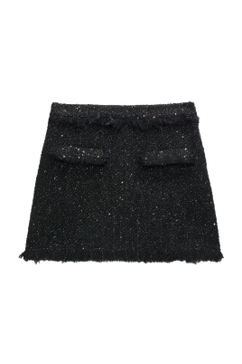 Sequin Tweed A-Linje Mini Kjol