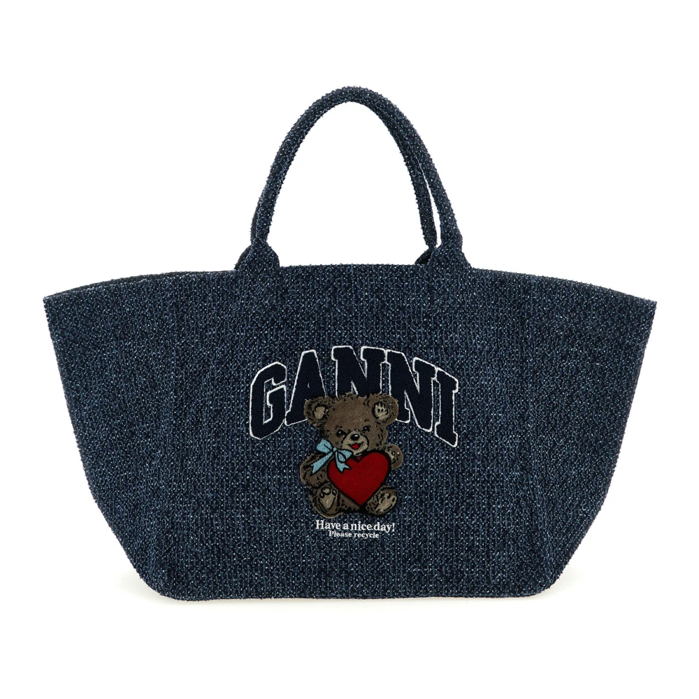 Ganni Women's Blue Shopping Bags, One Size, Xxl Bear Shopping Bag