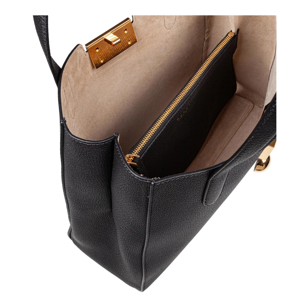 Marni Zwarte leren tote tas met dubbele handgreep Black Dames